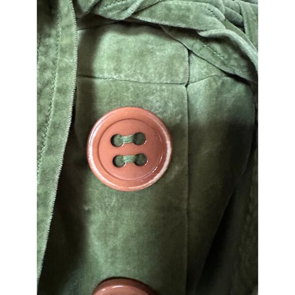 Anthropologie elevenses plush skirt fairy story deep pockets green belted button - Picture 10 of 16
